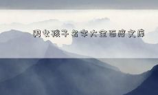 男女孩子名字大全百度文库