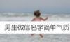 男生微信名字简单气质