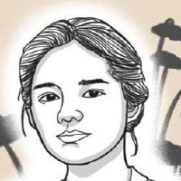 乐观的女人有一个祝福