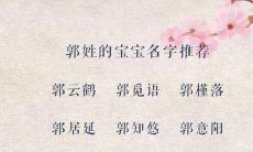 汇集了各式各样的迷人魅力,让您轻松找到喜欢的宝贝名字-收录了以姓郭为基础,丰富多彩的宝宝名字大全