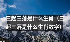 探讨三起三落生肖的身份(揭秘三起三落生肖所代表的数字生肖)