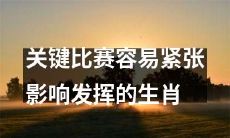 哪些生肖在关键比赛中容易紧张影响发挥?