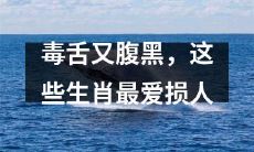 损人专业户，这些生肖最善于毒舌又腹黑的言论
