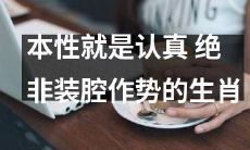 生肖并非装腔作势，本性便是认真者