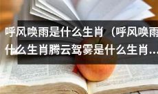 请问“呼风唤雨”和“腾云驾雾”所代表的究竟是哪几种生肖？