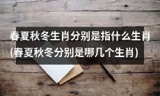 春夏秋冬分别代表哪些十二生肖？