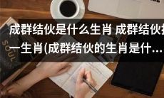 哪个生肖会成群结伙？成群结伙的生肖是什么？打一生肖是哪一个？