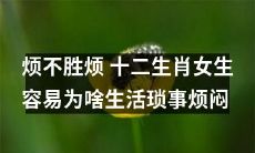 为什么十二生肖女生在日常生活中容易感到烦闷不胜烦？