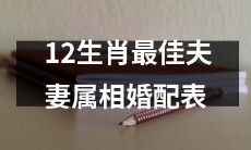 12生肖之间的最佳夫妻属相婚配对照表大全,助您找到最完美的配偶!