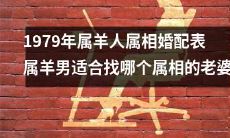 根据1979年属羊人属相婚配表，推荐属羊男选择哪个属相的女性作为理想的婚姻对象？