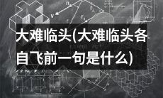 每个人在面对大难临头时，都有自己独特的应对方式