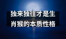 生肖猴的本质性格是独来独往,善于独立思考和行动的独行侠个性