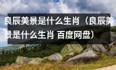 探讨一下：根据生肖，良辰美景应该是哪个属相呢？（百度网盘）