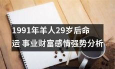 1991年出生的羊人29岁后，事业、财富和感情命运的强势分析