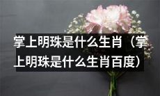 你知道掌上明珠是哪个生肖吗？（掌上明珠是哪个生肖百度）