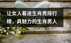 闪耀女性眼眸的迷人生肖男排行榜,拥有无限魅力的异彩纷呈生肖男子