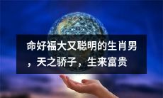 生肖男：天之骄子，命好福大，智慧超群，注定富贵荣耀之路