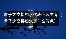 什么生肖象征君子之交接如水的波色？