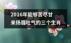 2016年迎来苦尽甘来、事业大展宏图的三个生肖,他们终于可以扬眉吐气、过上幸福美好的生活!