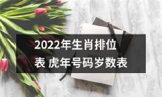 2022年生肖排位表之虎年,年号码及岁数表完整版