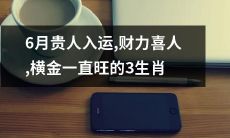 六月好运来袭! 財運蒸蒸日上，橫財不斷的三個生肖您不容錯過!