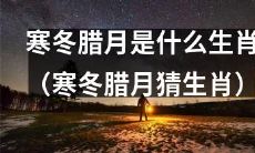 在寒冬腊月中猜猜属于哪个生肖的人群？