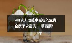 9月贵人相伴，生肖好运连连，祥瑞缭绕，全家福泽满满，平安富贵百事顺遂！