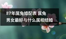 按照87年的属兔婚配表来看，建议属兔男女最好选择哪些属相进行结婚？