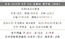 2019年七月初八喜神在哪个位置？